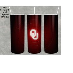 oklahoma university 20z sublimation tumbler, 20oz skinny straight tumblers, tumbler wraps - plantillas - digital downloa