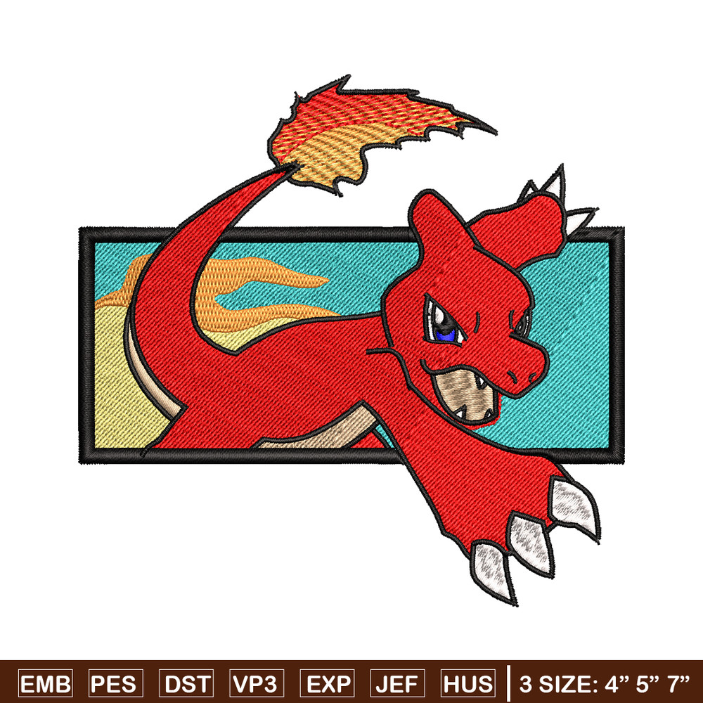 Charmeleon embroidery design, Pokemon embroidery, embroidery file, anime design, anime shirt, Digital download.jpg