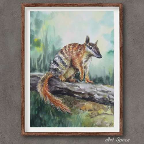 Original watercolor painting Marsupial anteater. best gift for office, animal, decoration for office, for room, home