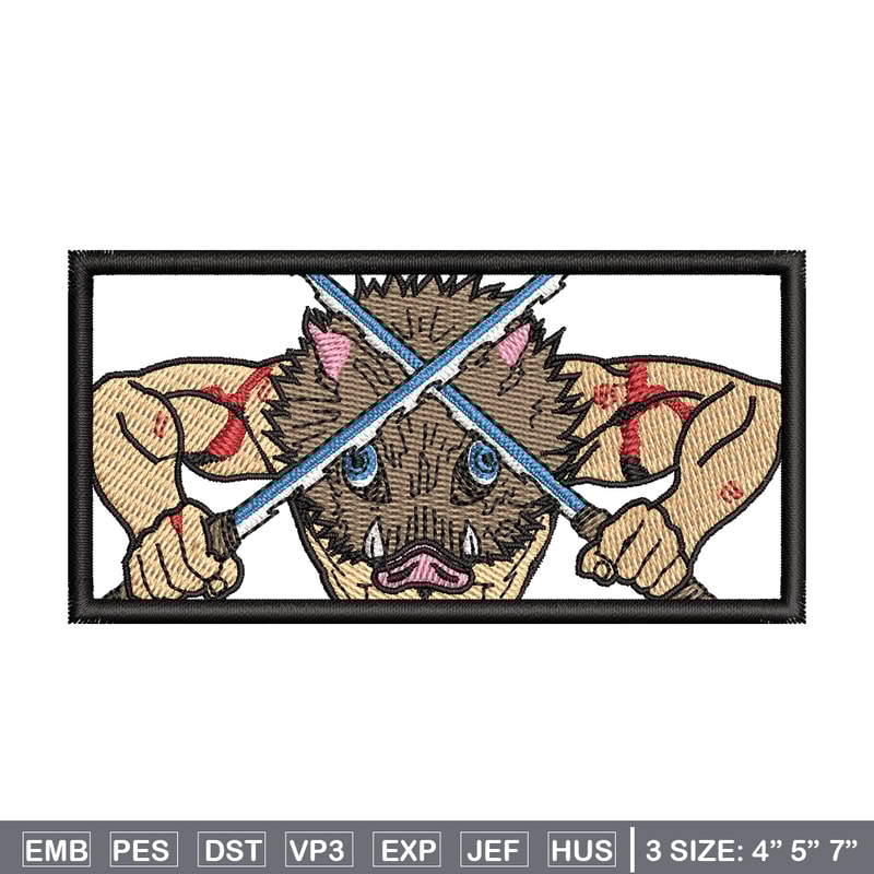Inosuke box embroidery design, Inosuke embroidery, Anime design, Embroidery shirt, Embroidery file,Digital download.jpg