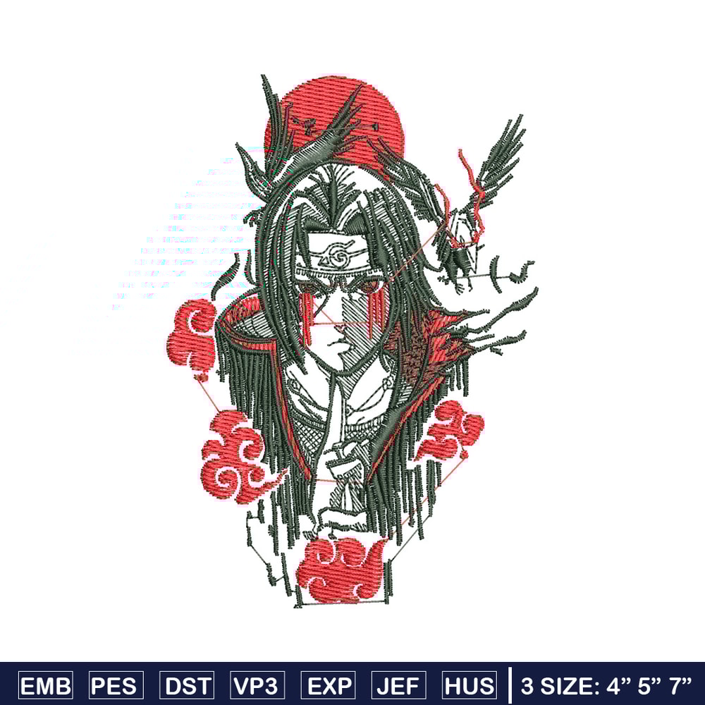Itachi eagle embroidery design, Naruto embroidery, Anime design, Embroidery shirt, Embroidery file, Digital download.jpg