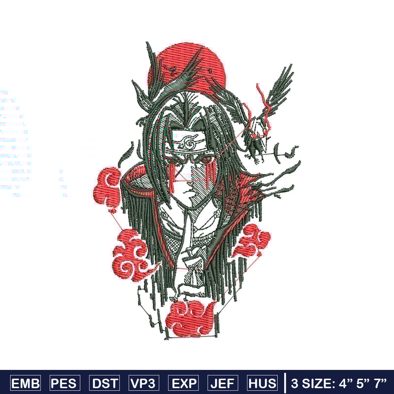 Itachi eagle embroidery design, Naruto embroidery, Anime design, Embroidery shirt, Embroidery file, Digital download.jpg