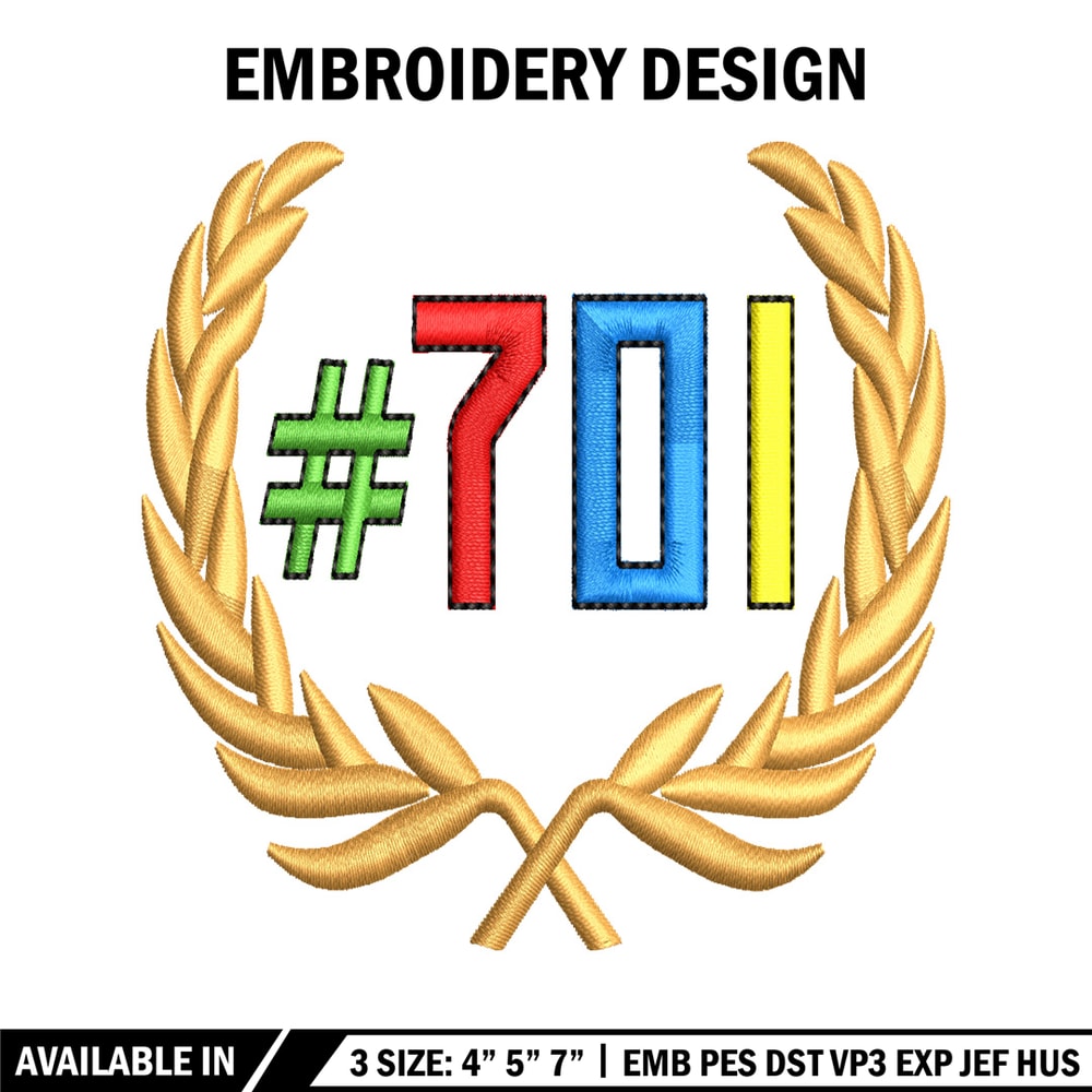 701 logo embroidery design, 701 logo embroidery, embroidery file, logo design, logo shirt, Digital download.jpg