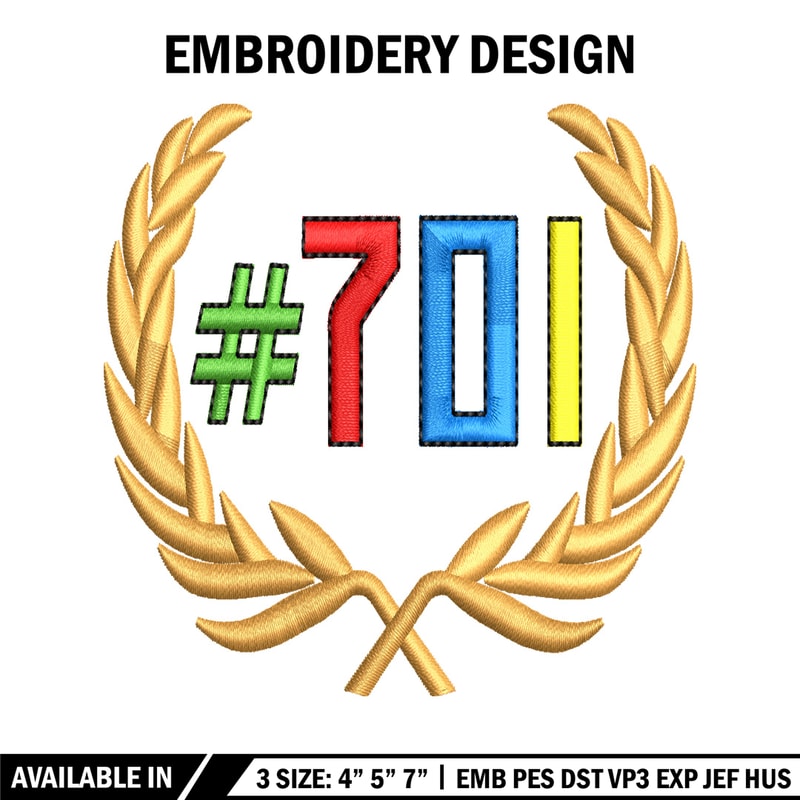 701 logo embroidery design, 701 logo embroidery, embroidery file, logo design, logo shirt, Digital download.jpg