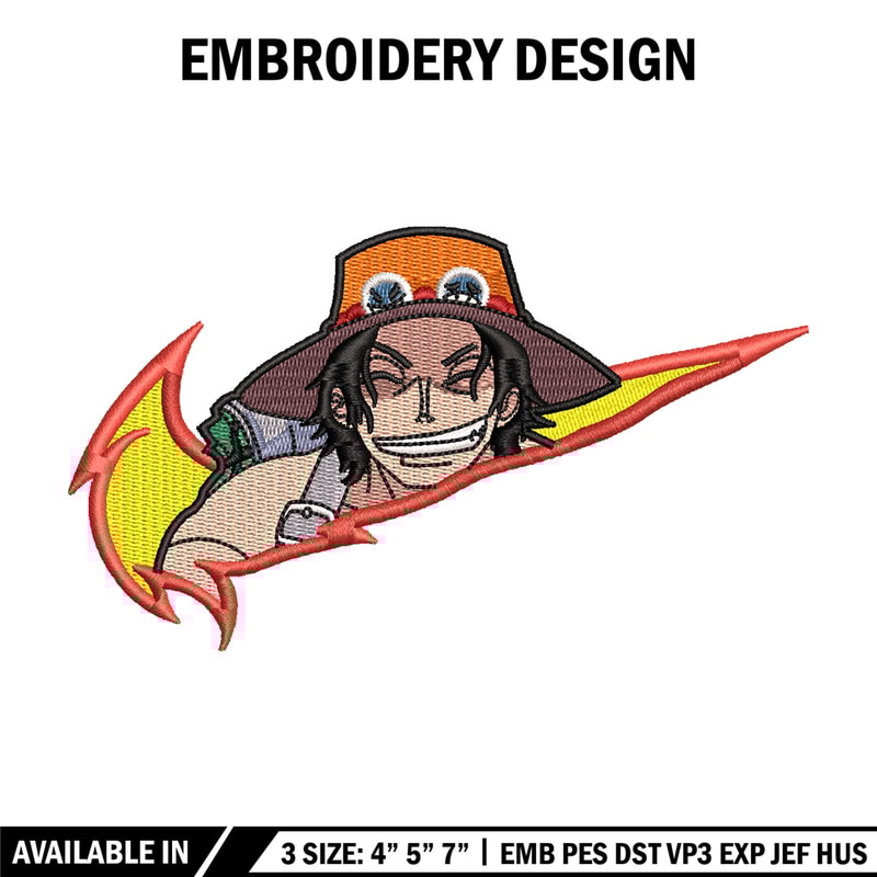 Ace box embroidery design, One piece embroidery, Nike design, Embroidery shirt, Embroidery file, Digital download.jpg