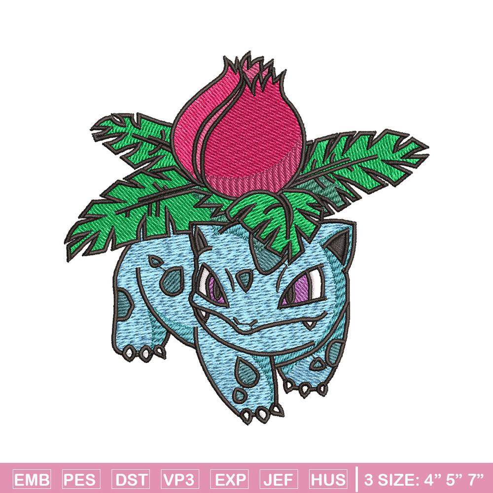 Ivysaur embroidery design, Pokemon embroidery, Anime design, Embroidery shirt, Embroidery file, Digital download.jpg