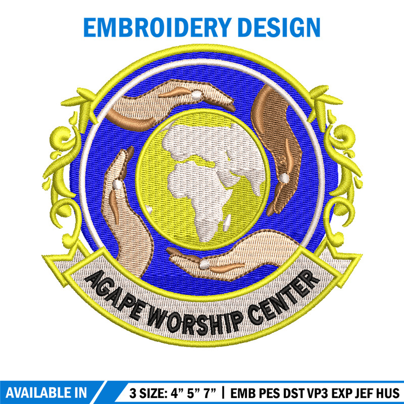 Agape Worship Center embroidery design, Agape Worship Center embroidery, logo design, Embroidery file, Instant download..jpg