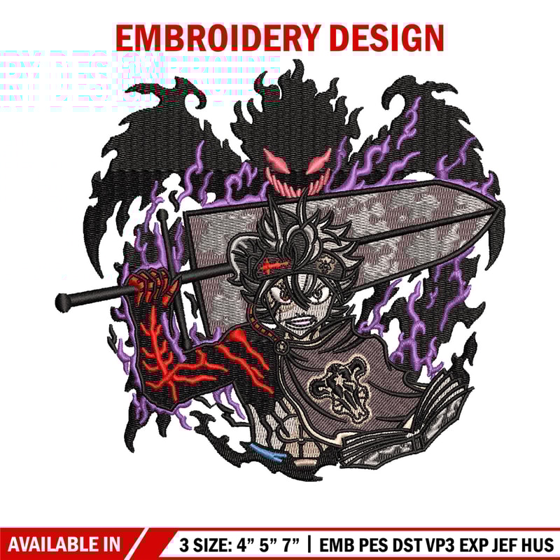 Asta demon embroidery design, Black clover embroidery, Anime design, Embroidery shirt, Embroidery file, Digital download.jpg