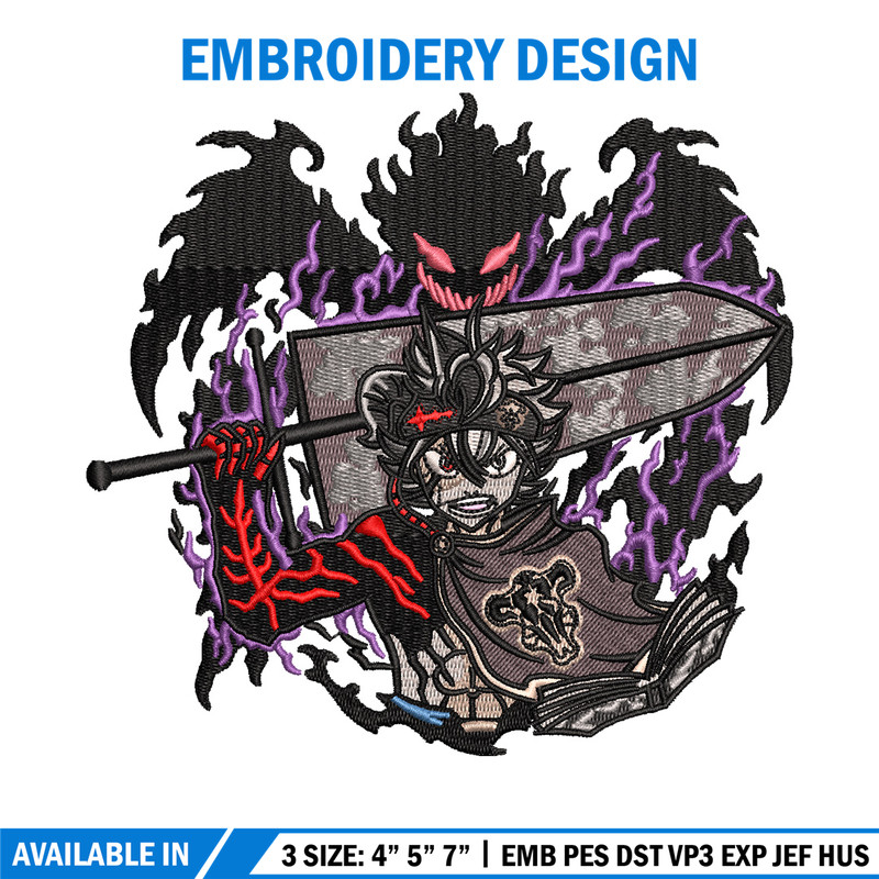 Asta demon embroidery design, Black clover embroidery, Anime design, Embroidery shirt, Embroidery file, Digital download.jpg