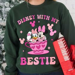minnie mouse and daisy duck with balloons tea cup sweatshirt, disney with my bestie shirt, best friends disneyland match