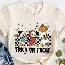 retro trick or treat halloween shirt, funny duck spooky season shirt sweatshirt, duck halloween masquerade.jpg