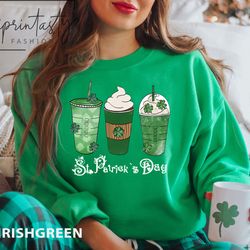Coffee St Patricks Day SweaT-Shirt Png, Womens St Patty  Day SweaT-Shirt Png, St Patricks GIft Tee, Lucky Latte SweaT-Sh