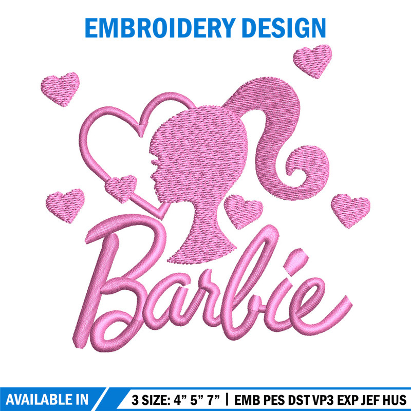 Barbie pink embroidery design, Barbie embroidery, Embroidery file, Embroidery shirt, Emb design, Digital download.jpg