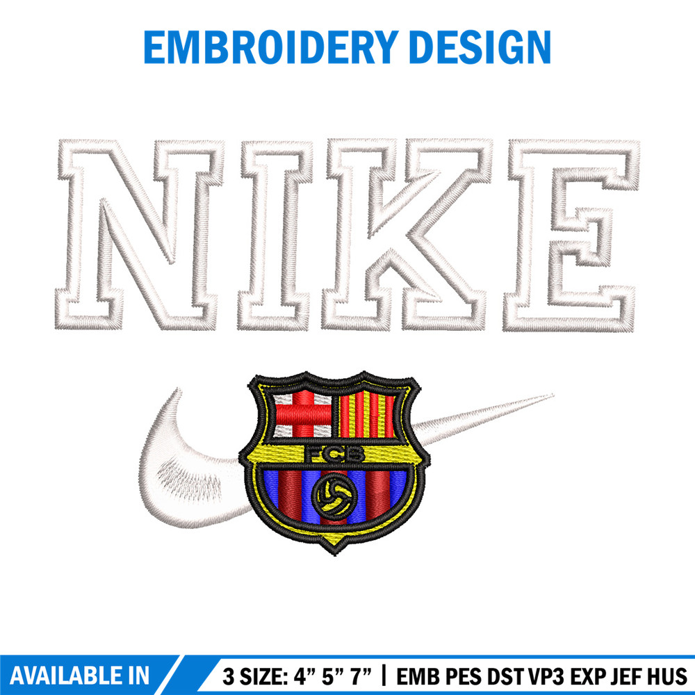 Barcelona nike embroidery design, Football embroidery, Embroidery file, Embroidery shirt, Nike design,Digital download.jpg