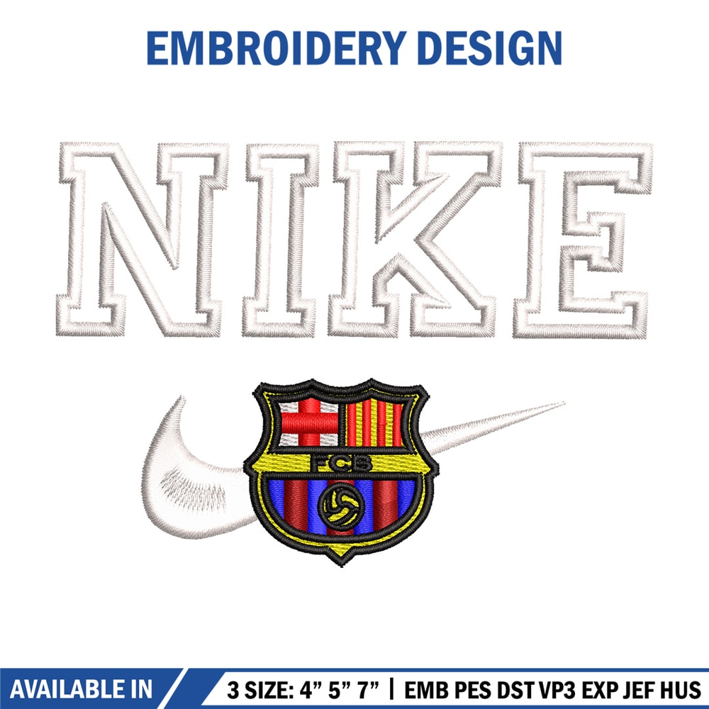 Barcelona nike embroidery design, Football embroidery, Embroidery file, Embroidery shirt, Nike design,Digital download.jpg