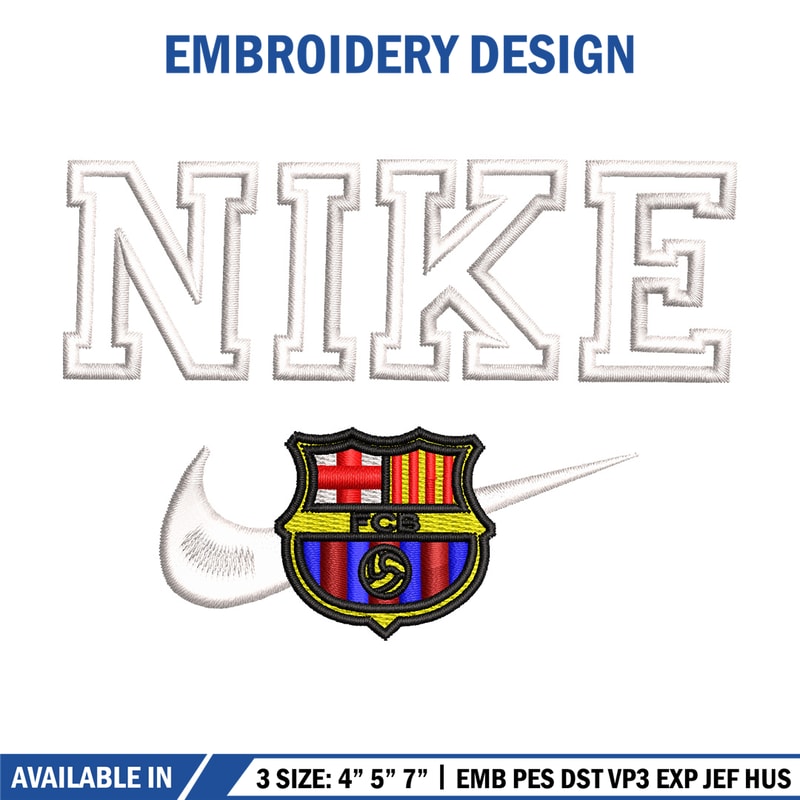 Barcelona nike embroidery design, Football embroidery, Embroidery file, Embroidery shirt, Nike design,Digital download.jpg