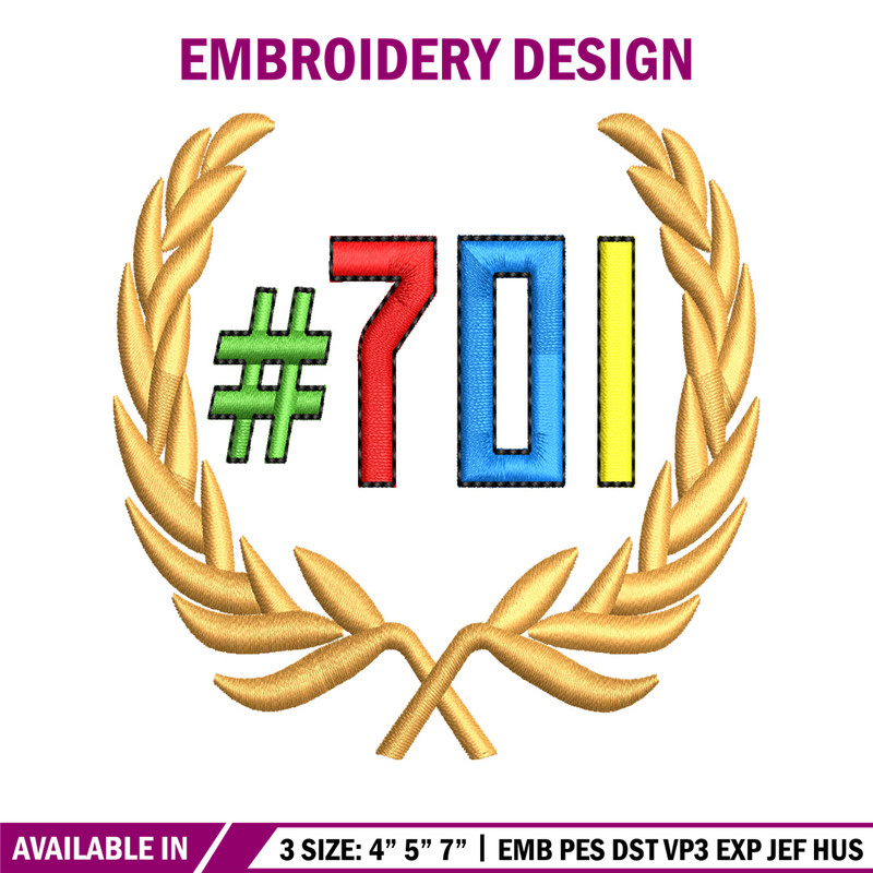 701 logo embroidery design, 701 logo embroidery, embroidery file, logo design, logo shirt, Digital download.jpg