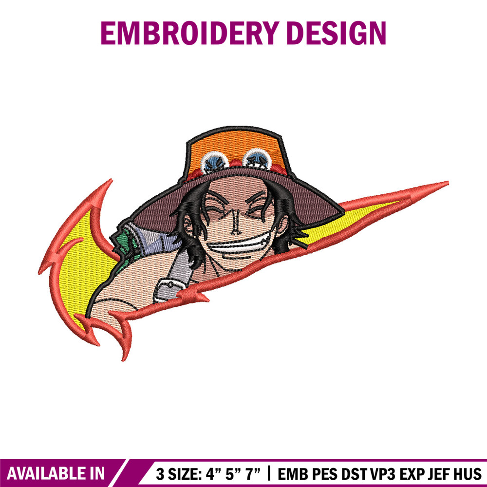 Ace box embroidery design, One piece embroidery, Nike design, Embroidery shirt, Embroidery file, Digital download.jpg