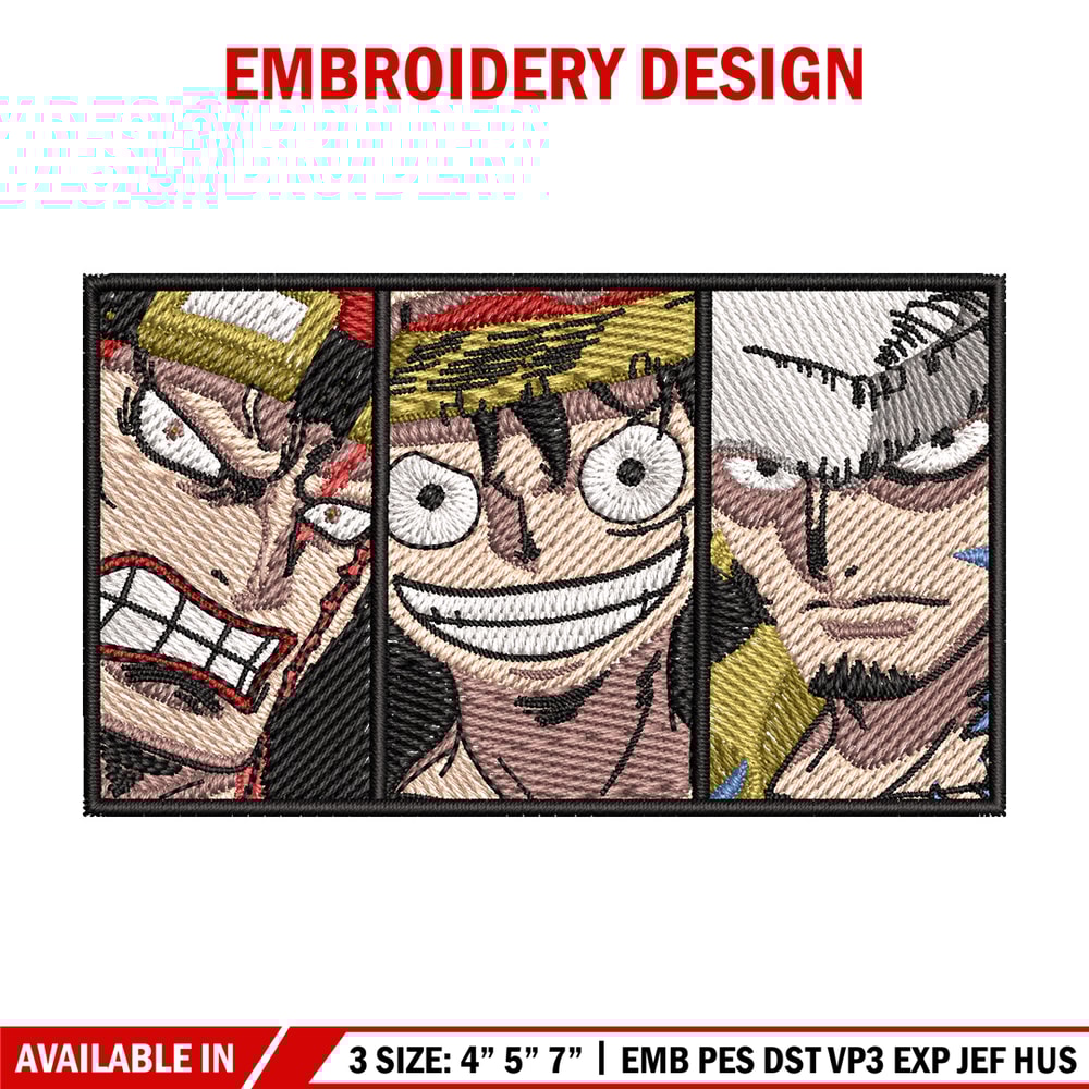 Big 3 priate embroidery design, One piece embroidery, Anime design, Embroidery shirt, Embroidery file,Digital download.jpg