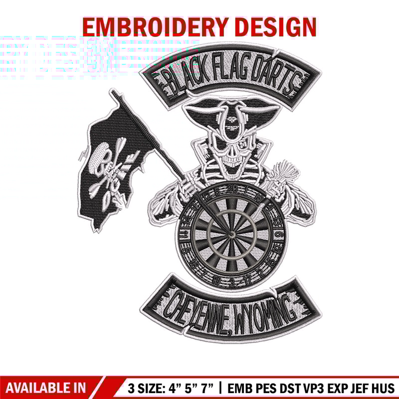Black Dart Flag embroidery design, Priate embroidery, Embroidery file, Embroidery shirt, Emb design, Digital download.jpg