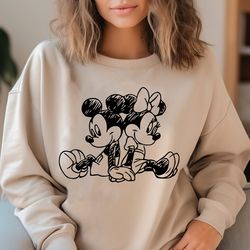 vintage mickey and minnie shirt sweatshirt, mickey sketch, minnie sketch, vintage mickey minnie, disney family vacation,