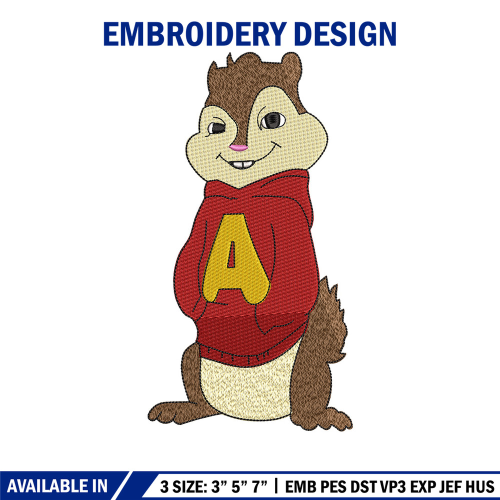 Alvin embroidery design, Chipmunks embroidery, Embroidery file, Embroidery shirt, Emb design, Digital download.jpg