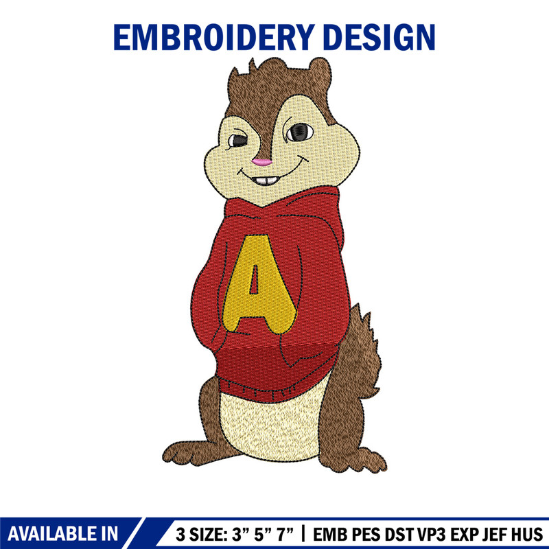 Alvin embroidery design, Chipmunks embroidery, Embroidery file, Embroidery shirt, Emb design, Digital download.jpg