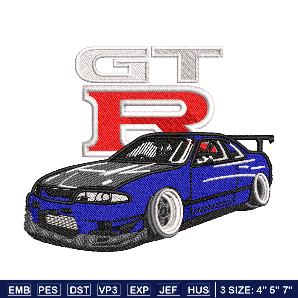 GTR blu car logo embroidery design, GTR blu car embroidery, logo design, Embroidery file, logo shirt, Instant download.jpg