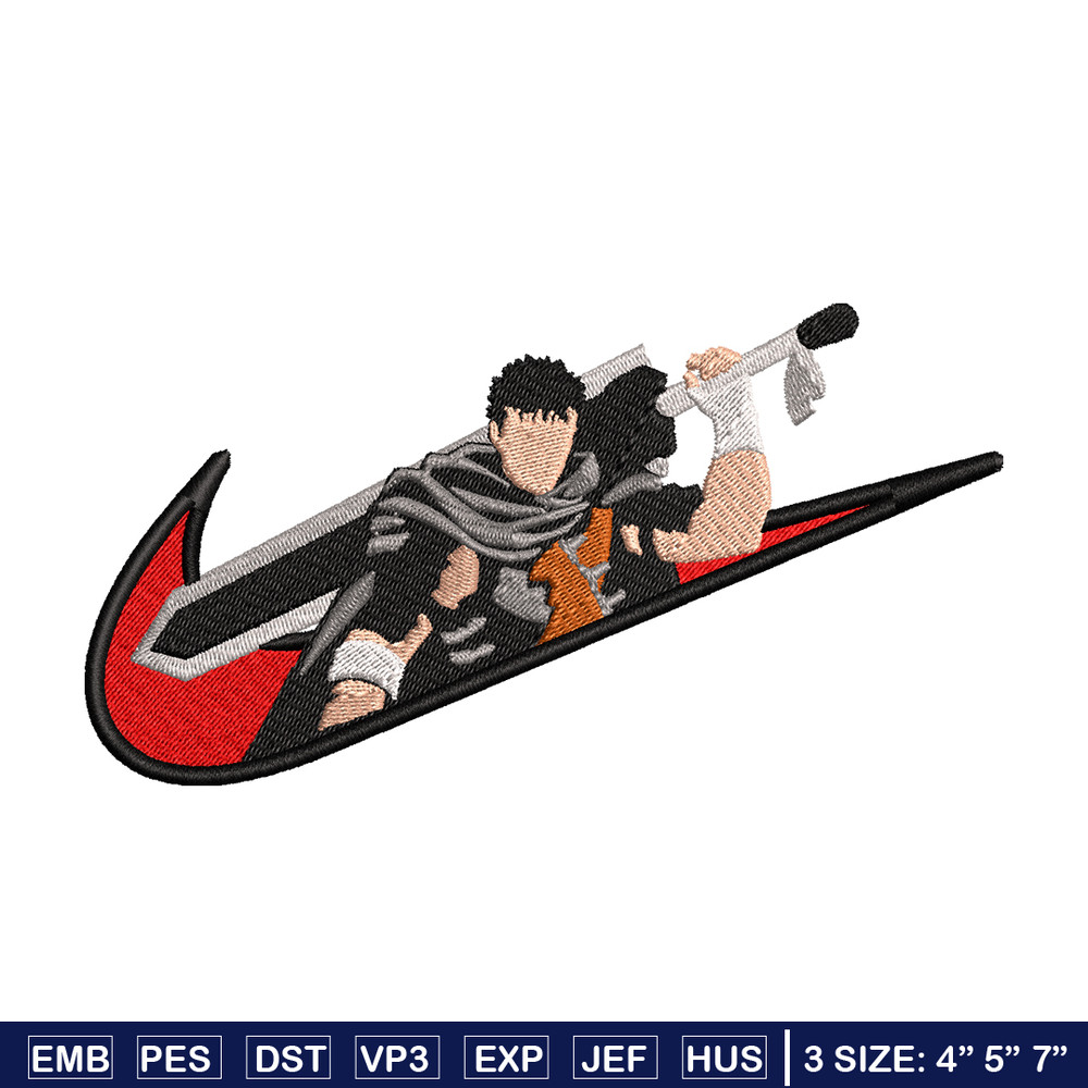 Guts X Nike embroidery design, Berserk embroidery, anime design, embroidery file, anime shirt, Digital download.jpg