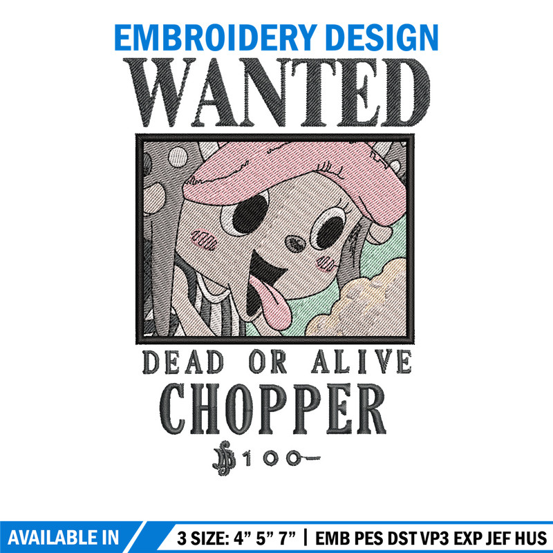 Bounty chopper embroidery design, One piece embroidery, Anime design, Embroidery shirt, Embroidery file,Digital download.jpg