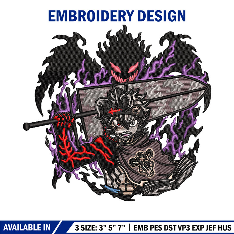 Asta demon embroidery design, Black clover embroidery, Anime design, Embroidery shirt, Embroidery file, Digital download.jpg