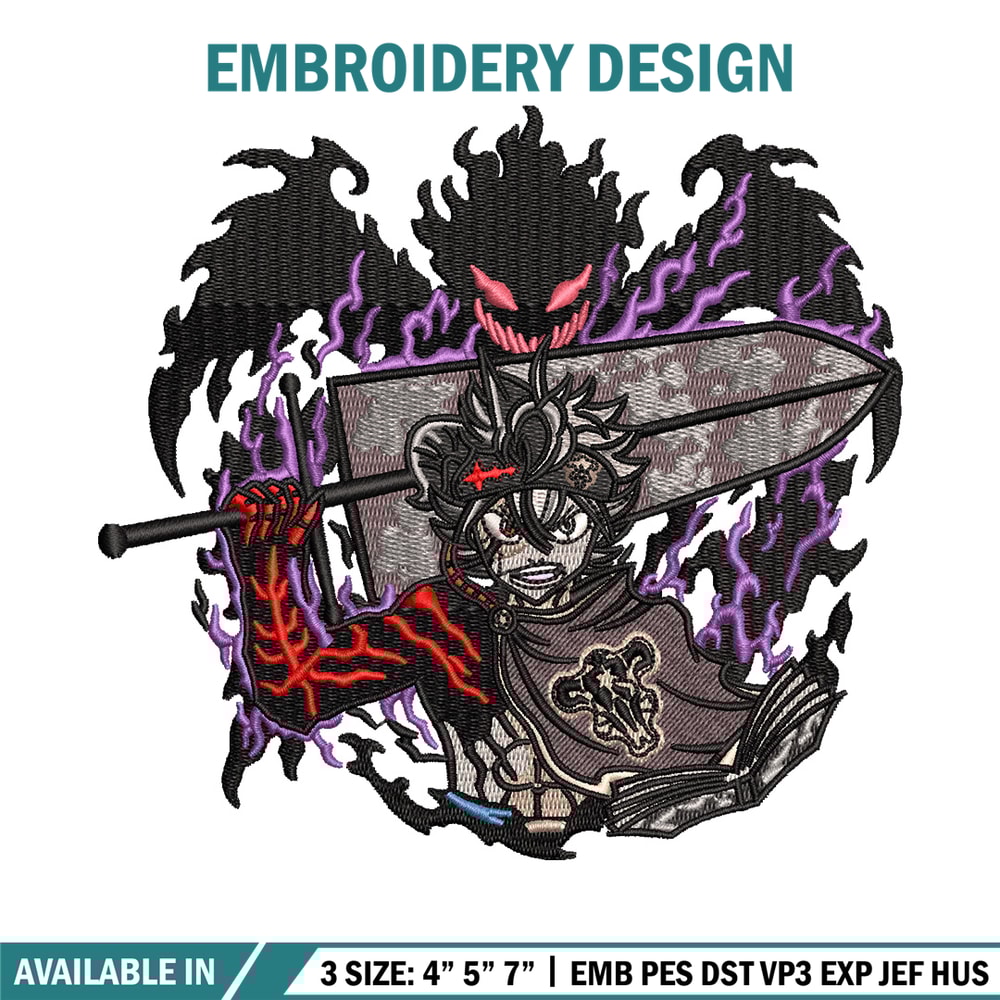 Asta demon embroidery design, Black clover embroidery, Anime design, Embroidery shirt, Embroidery file, Digital download.jpg