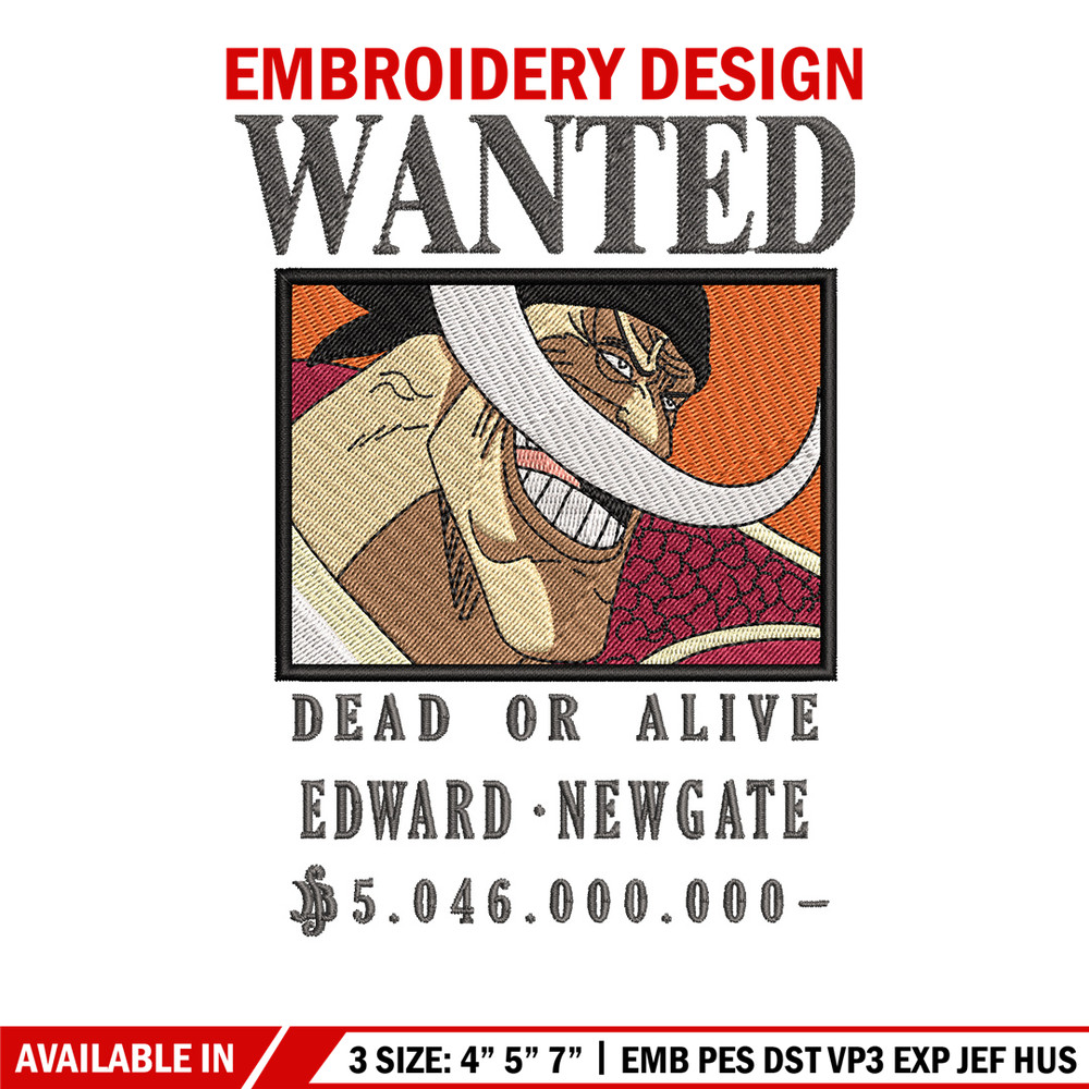 Bounty newgate embroidery design, One piece embroidery, Anime design, Embroidery shirt, Embroidery file,Digital download.zip.jpg
