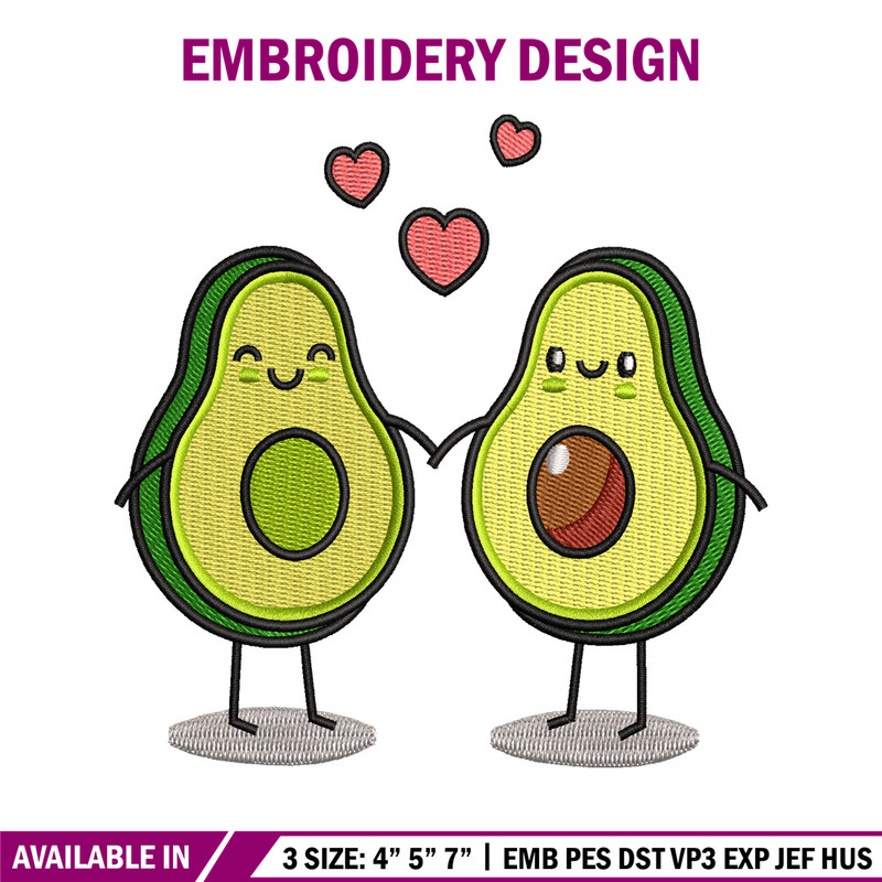 Avocado Love embroidery design, Avocado Love embroidery, logo design, embroidery file, logo shirt, Digital download..jpg