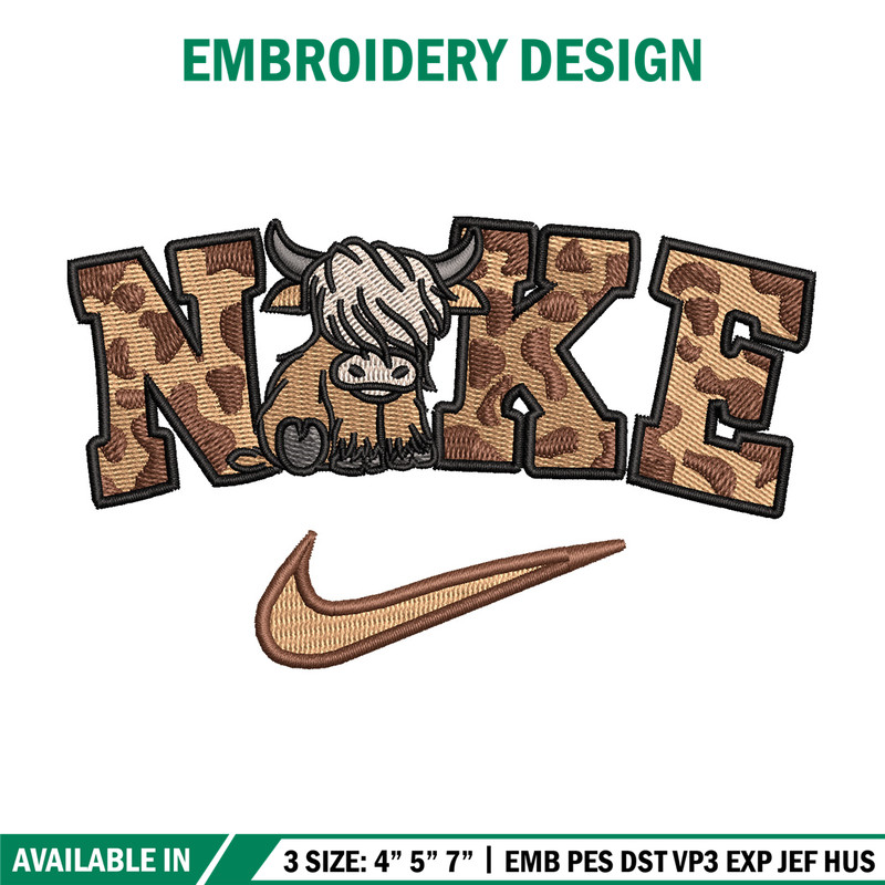 Brown cow x nike embroidery design, Nike embroidery, Embroidery file, Embroidery shirt, Nike design, Digital download.jpg
