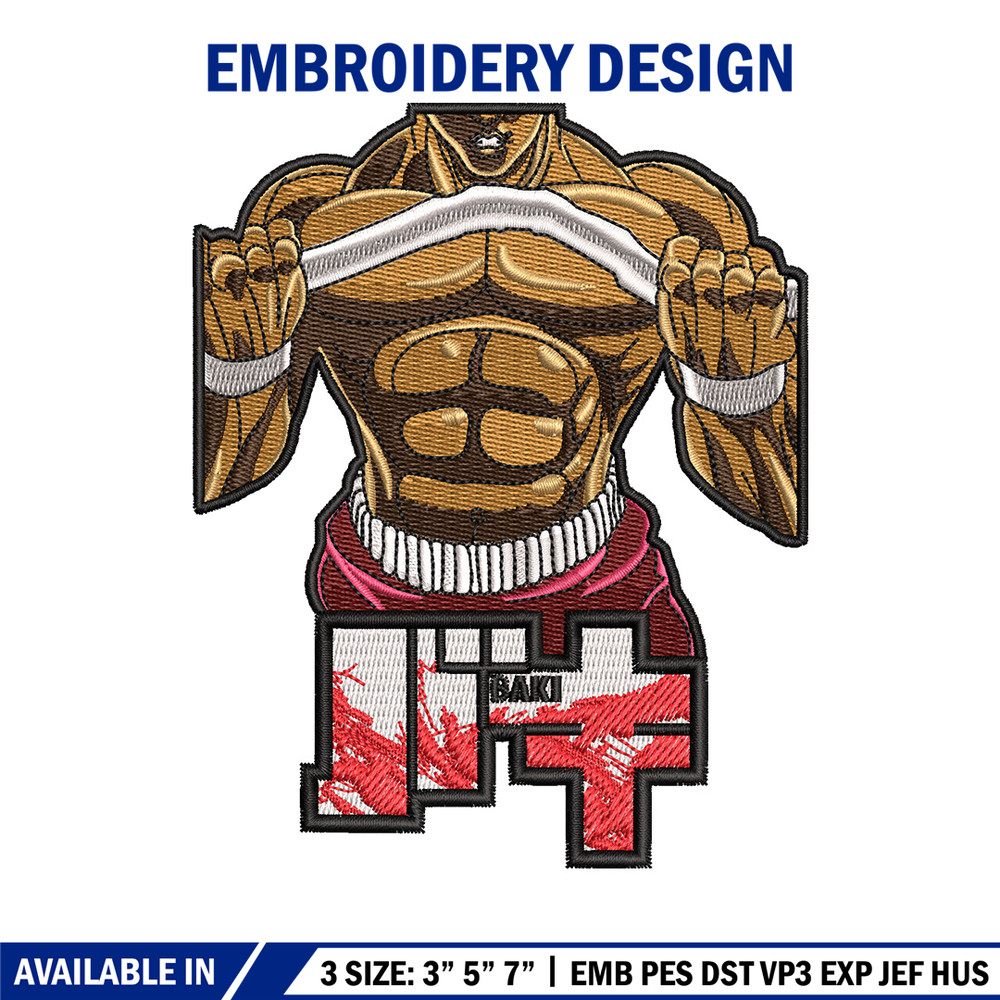 Baki body embroidery design, Baki embroidery, Anime design, Embroidery shirt, Embroidery file, Digital download.jpg