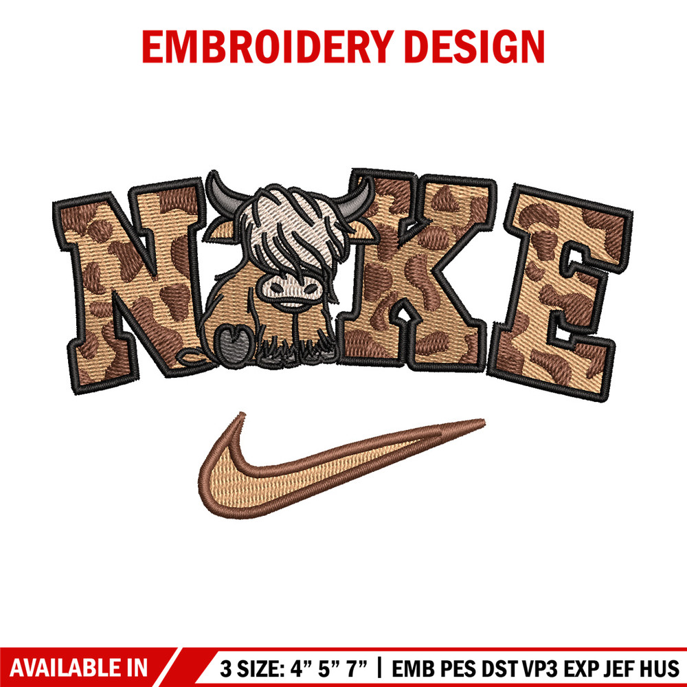 Brown cow x nike embroidery design, Nike embroidery, Embroidery file, Embroidery shirt, Nike design, Digital download.jpg