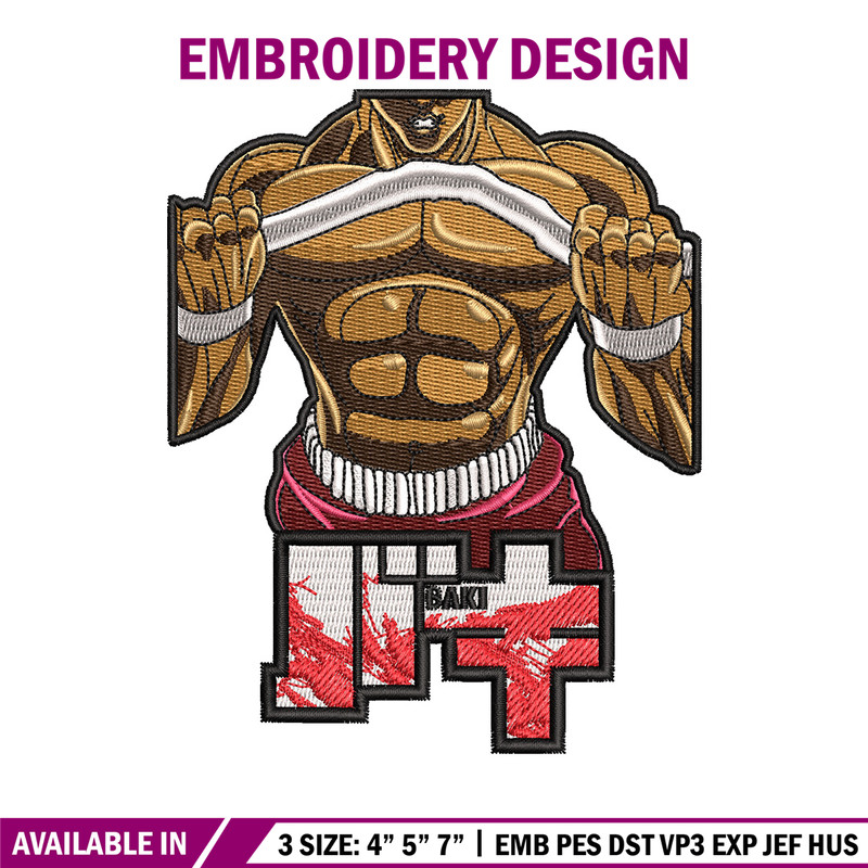 Baki body embroidery design, Baki embroidery, Anime design, Embroidery shirt, Embroidery file, Digital download.jpg