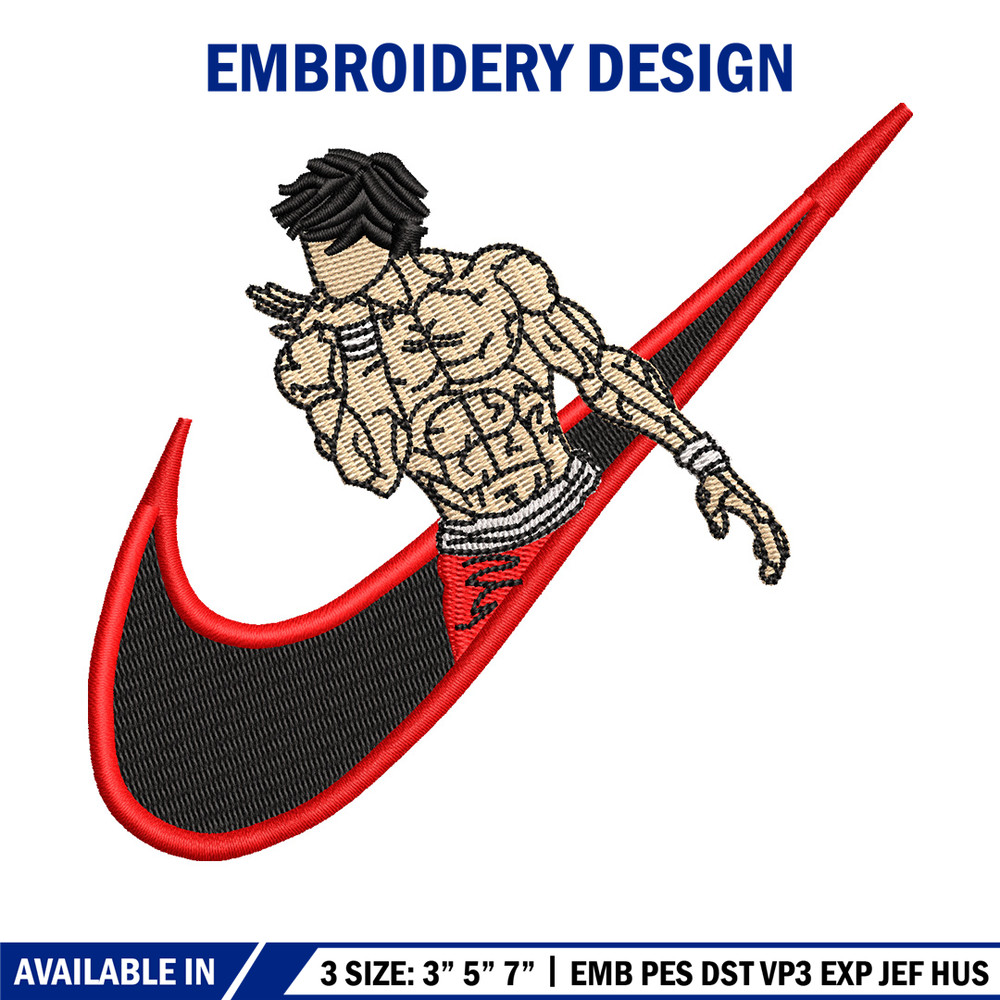 Baki x nike embroidery design, Baki embroidery, Nike design, Embroidery shirt, Embroidery file, Digital download.jpg