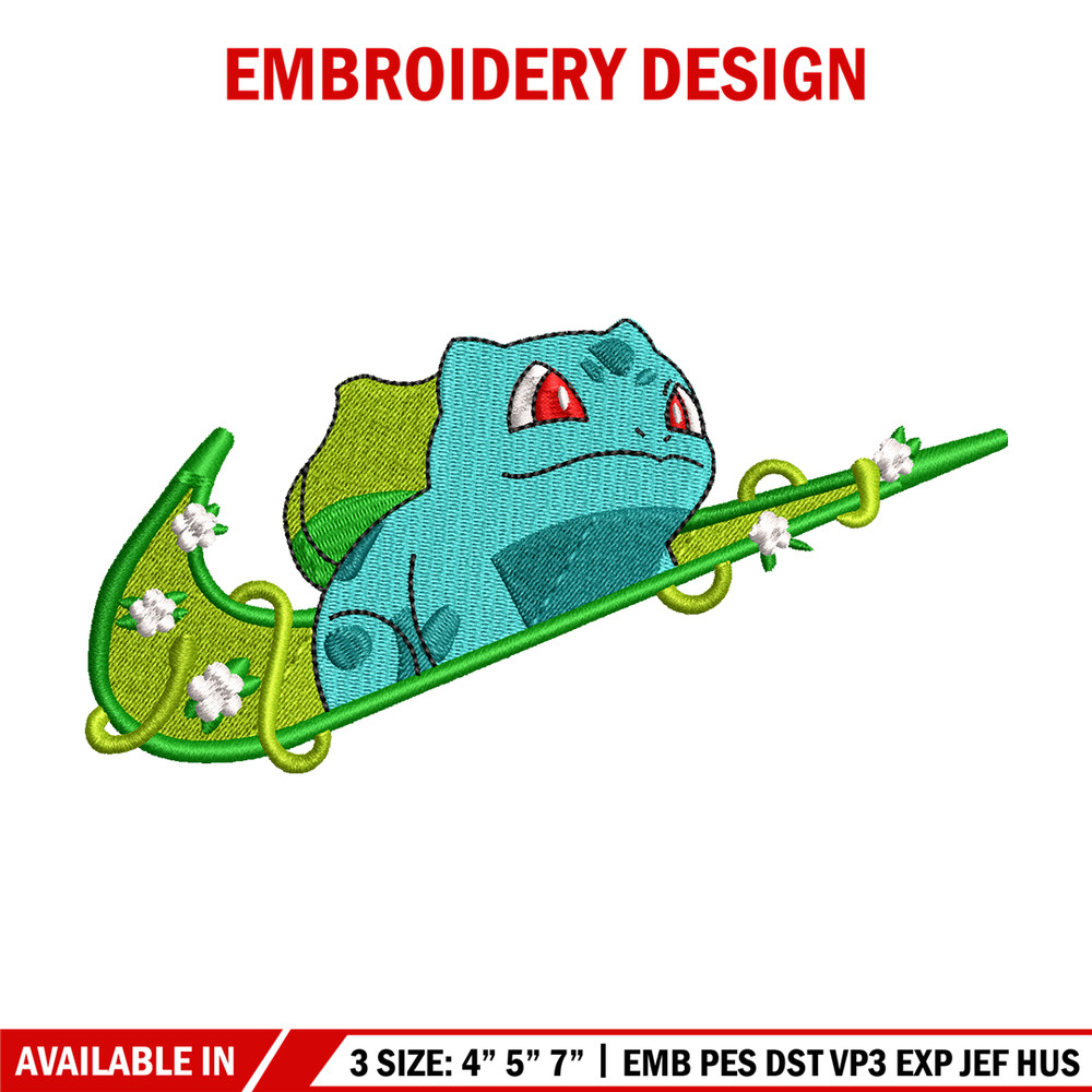 Bubasaur nike embroidery design, Pokemon embroidery, nike design, anime design, anime shirt, Digital download.jpg