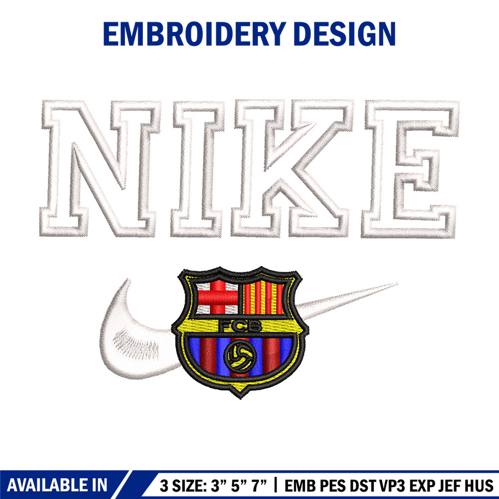 Barcelona nike embroidery design, Football embroidery, Embroidery file, Embroidery shirt, Nike design,Digital download.jpg