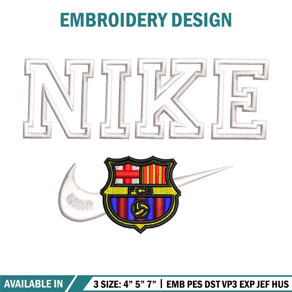 Barcelona nike embroidery design, Football embroidery, Embroidery file, Embroidery shirt, Nike design,Digital download.jpg