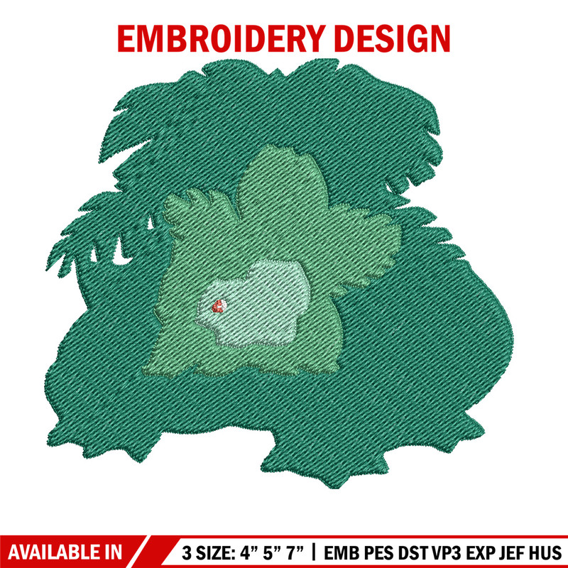 Bulbasaur embroidery design, Pokemon embroidery, Anime design, Embroidery shirt, Embroidery file, Digital download.jpg