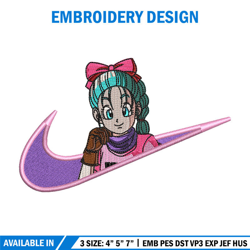 Bulma nike embroidery design, Dragonball embroidery, Nike design, Embroidery shirt, Embroidery file, Digital download.jpg
