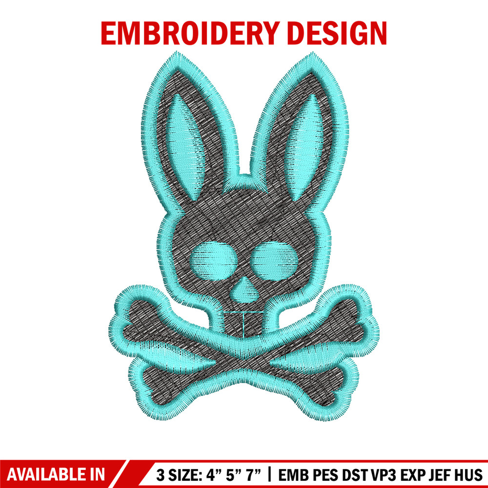 Bunny Skull Logo embroidery design, Bunny Skull embroidery, logo design, logo shirt, Embroidery shirt, Instant download.jpg