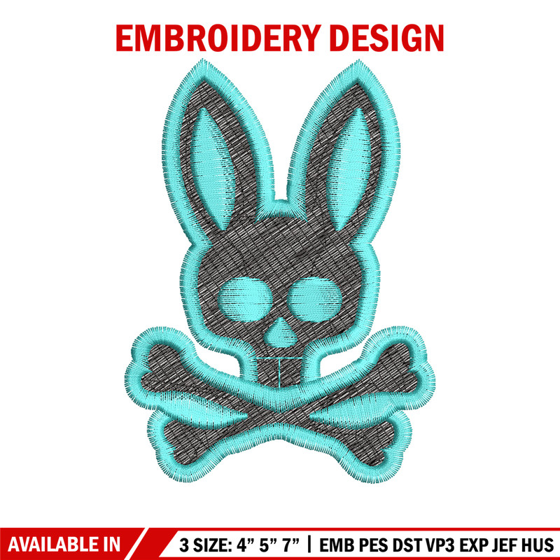 Bunny Skull Logo embroidery design, Bunny Skull embroidery, logo design, logo shirt, Embroidery shirt, Instant download.jpg