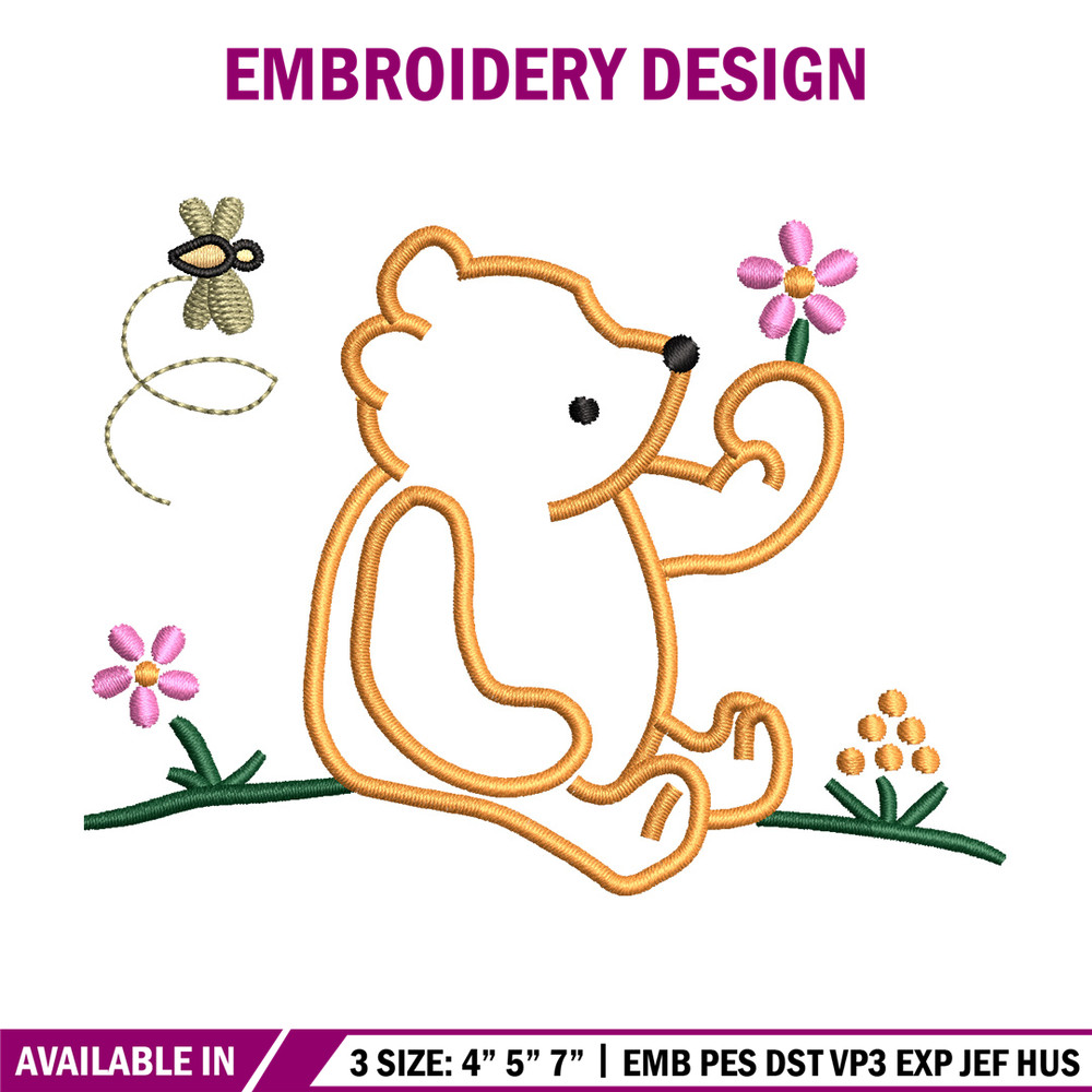 Bear flower embroidery design, Bear embroidery, Embroidery file, Embroidery shirt, Emb design, Digital download.jpg