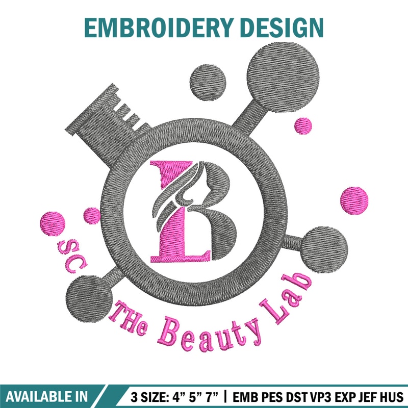 Beauty lab embroidery design, Logo embroidery, Embroidery file, Embroidery shirt, Emb design, Digital download.jpg