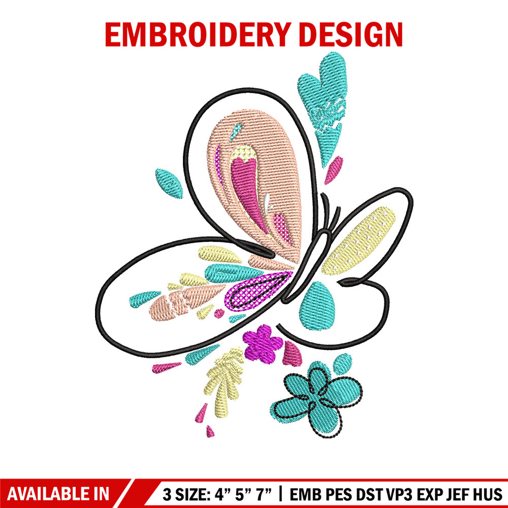 Butterfly color embroidery design, Butterfly embroidery, Embroidery file, Embroidery shirt, Emb design, Digital download.jpg