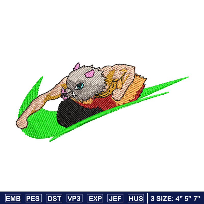 Inosuke Nike embroidery design, Kimetsu no Yaiba embroidery, Nike design, anime design, anime shirt, Digital download.jpg